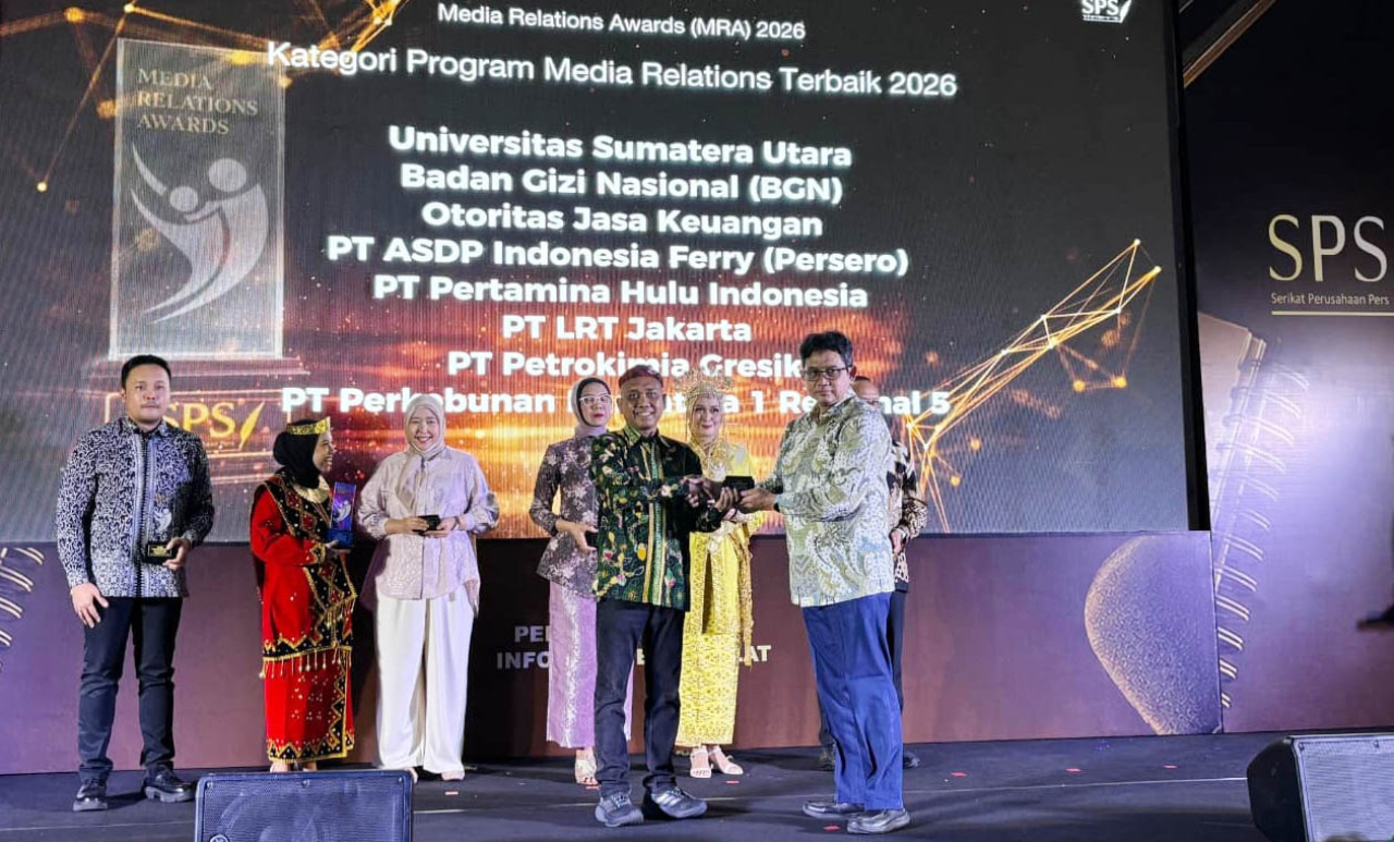 PTPN I Regional 5 meraih Gold Winner Media Relations Awards SPS 2026 berkat strategi komunikasi yang sukses memperkuat reputasi perusahaan. Foto/Humas PTPN